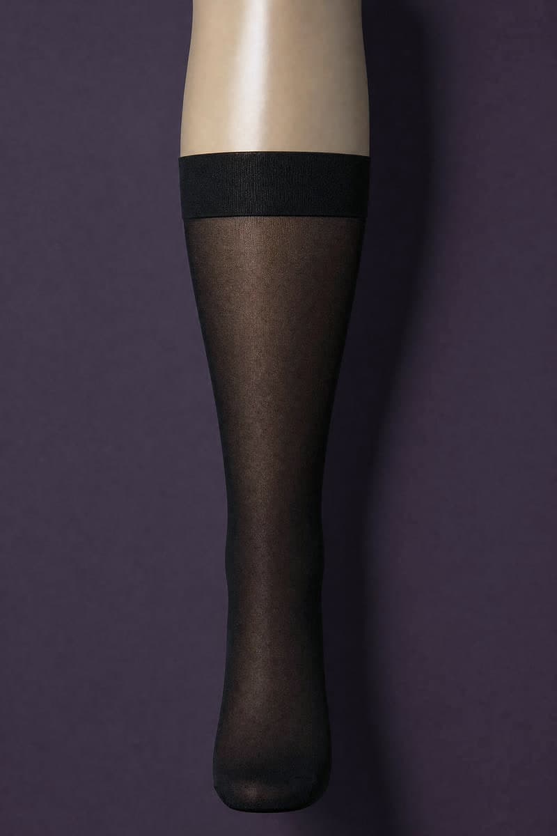 Knee 40 Wide-Calf on the standard leg form, 40 denier, photographed under photography standard PS-01